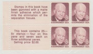 U.S. Scott #1395c Eisenhower Stamps - Mint NH Booklet Pane