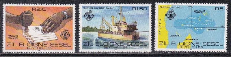 Seychelles-Zil Elwagne Sesel # 17-19, Traveling Post Office, NH, 1/2 Cat.