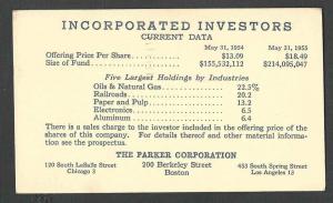 1953 P C BOSTON MA THE PARKER CORP INVESTORS IN OIL & R.R. ETC