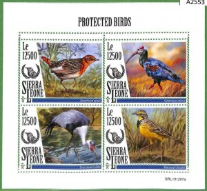 A2553 - SIERRA LEONE - ERROR: MISPERF, Miniature Leaf - 2019, Protected Birds-