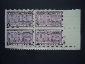1927  #E15 10c Motorcycle Special Delivery Plate Block MN...