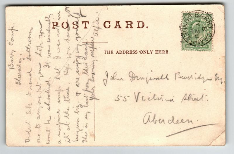 Great Britain 1905 Barry Camp Army PO Card / Light Creases - Z13378