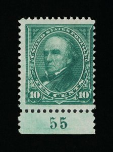 GENUINE SCOTT #258 F-VF MINT OG NH 1894 DARK GREEN 10¢ WEBSTER PNS PLATE #55