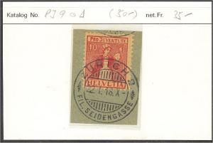 SWITZERLAND, 10 Centimes PRO JUVENTUTE 1917 NICELY USED ON P