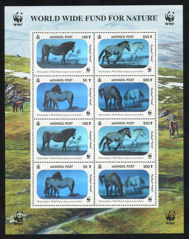 Mongolia 2000 WWF Horses Hologram MNH Souvenir Sheet 2441