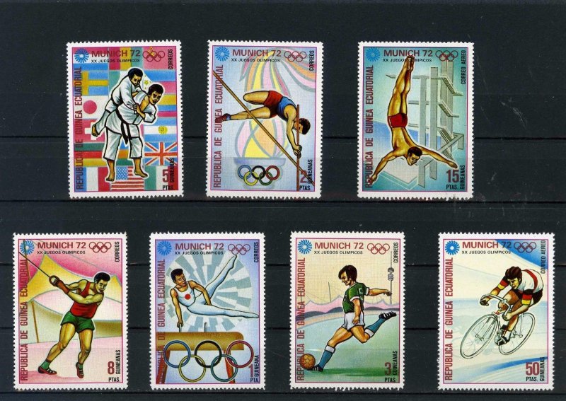 EQUATORIAL GUINEA 1972 SUMMER OLYMPIC GAMES MUNICH SET OF 7 STAMPS MNH