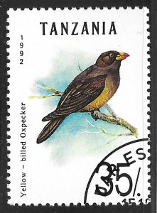 Tanzania #983 35sh Birds - Yellow-billed Oxpecker ~ CTO