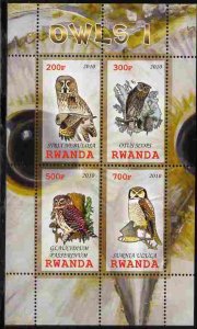 RWANDA - 2010 -  Owls #1 - Perf 4v Sheet - MNH - Private Issue