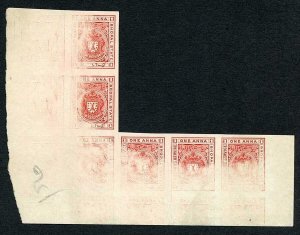 Bhopal SGO302 1a Carmine-red Plate Proof Imperf no gum