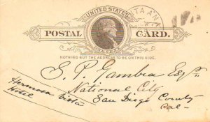 United States California Santa Ana 1888 segmented cork  1870-1889  Postal Card.