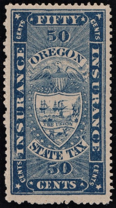 OR D36 Oregon 50¢ Insurance Tax Stamp (1886) MNH