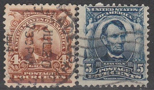 US #303-4 F-VF Used CV $4.75  (A3462)