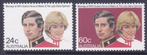 Australia 804-05 MNH 1981 Prince Charles & Lady Diana Royal Wedding Set