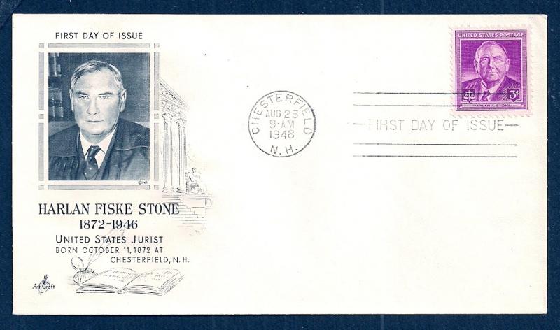 UNITED STATES FDC 3¢ Harlan Stone 1948 ArtCraft