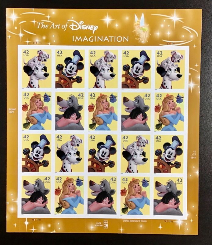 4342-4345 The Art of Disney MNH 42 c sheet of 20  FV $8.40 Issued  2008