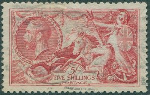 Great Britain 1934 SG451 5/- bright rose-red KGV sea-horses re-engraved #1 FU