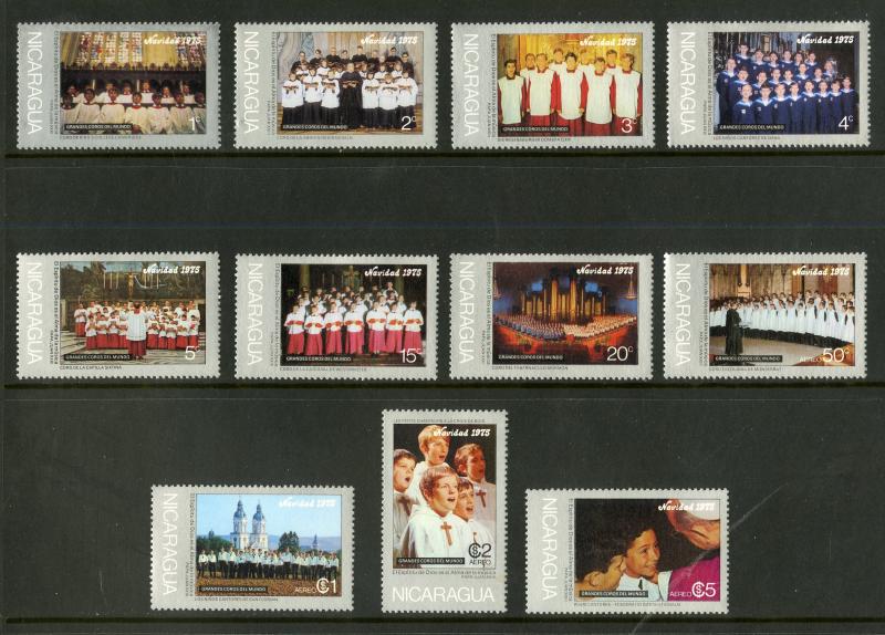 NICARAGUA 997-1003, C887-C890 MNH SCV $3.60 BIN $1.80 MUSIC, RELIGION