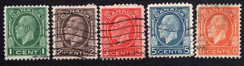 Canada 195-196-197-199-200 used stamps
