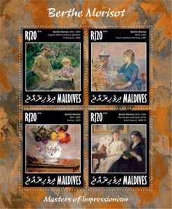 Maldives - 2014 Berthe Morisot - 4 Stamp Sheet - 13E-121