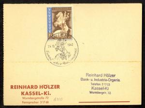 GERMANY AUSTRIA 1942 6+14pf EUROPEAN POSTAL CONGRESS Sc B210 on Typewriter Card