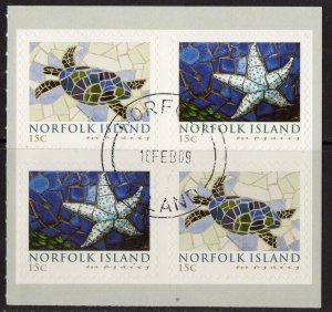 Thematic stamps NORFOLK IS 2009 MOSAICS S/A BKLT PANE 1050/1 used