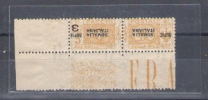 1923 Somalia Packs 3 by 3 Rupees Yellow Overprint Overturn No. 28a MNH**