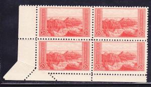#741 Grand Canyon 2c Crazy Perf Block/4 Mint Never Hinged