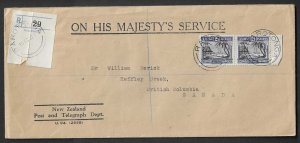 COOK IS. 1933 (Oct) Long printed OHMS registered cover - 39009