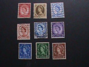 ​GREAT BRITAIN NINE-DIFFERENT- VERY OLD REVENUE STAMPS USED-VERY FINE