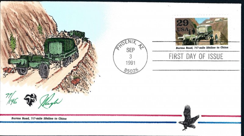 Beautiful Pugh Designed and Painted WWII Burma Road FDC -only 196 created...