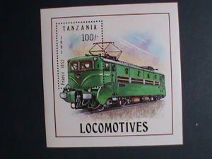 TANZANIA-1991 SC#807- LOCOMOTIVE-FRANCE 1952 TRAIN S/S MNH-VERY FINE