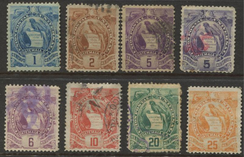 Guatemala - Scott 43-50 - Definitive Issue - 1886 -  MNG/Used - Set of 8 Stamps