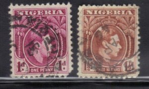 NIGERIA SC# 54-55 **USED**  1+11/2p  1935-41    SEE SCAN