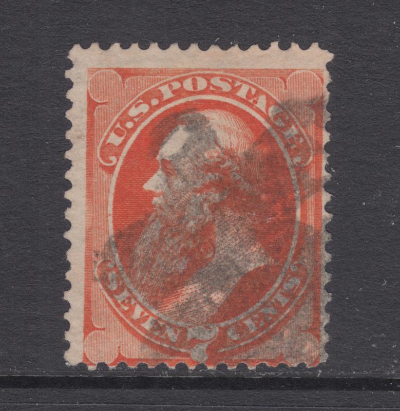 US Sc 160 used 1873 7c vermilion Edwin Stanton with Secret Mark