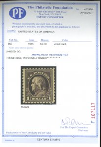 U.S. #460 MINT WITH PF CERT