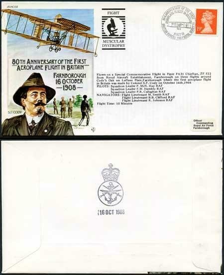 AC32a 80th Ann of the 1st Aeroplane Flight in Britain Standard Cover
