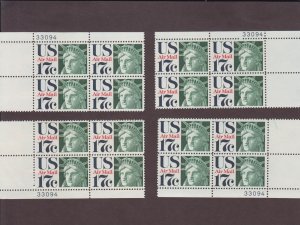 US, C80, LIBERTY, 4-CORNERS MATCHED, VINTAGE, AIRMAIL, MINT NH, PLATE BLOCKS