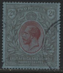 East Africa & Uganda KGV 1912 2 rupees black & red on blue used