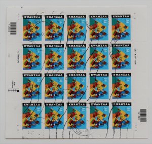 U.S. Used #3548 34c Kwanzaa Sheet of 20. CDS Wave Cancel. Scarce!