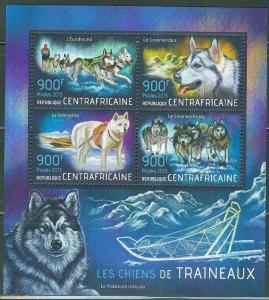 CENTRAL AFRICA  2013 SLED DOGS  SHEET MINT NH