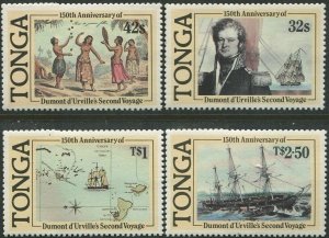 Tonga 1987 SG962-965 Dumont D'Urville's Second Voyage set MNH