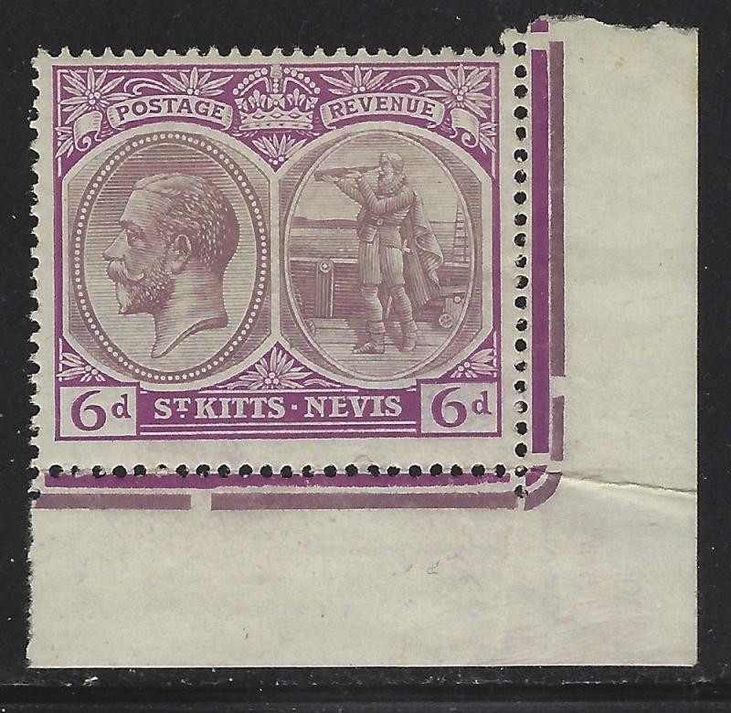 St Kitts-Nevis 1920 6d George V Sc# 30 NH