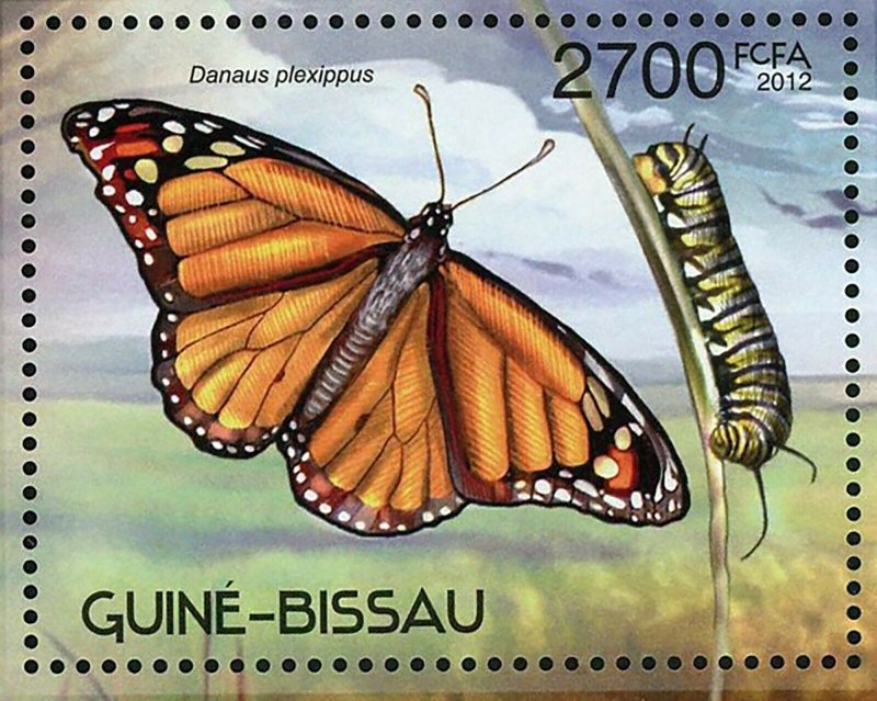 Butterflies & Larva Stamp Danaus Plexippus Papilio Acharas S/S MNH #6186/Bl.1095