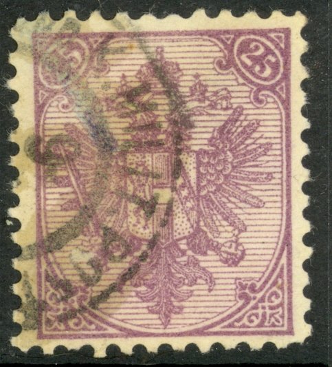 BOSNIA AND HERZEGOVINA 1895-1900 25k Reddish Purple P.10 1/2 Sc 10a,SG133 VFU