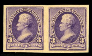 United States, 1890-93 #221P5 Cat$225, 1890 3c purple, imperf. plate proof on...