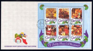 Guernsey Sc# 614a FDC Souvenir Sheet 1997 Teddy Bear's Christmas