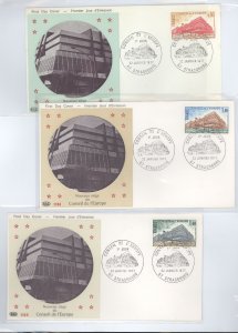 France/Council of Europe (1O) 1O20-1O22 FDC 1977 Council of Europe/New Headquarters in Strasburg three stamps on matching cachet