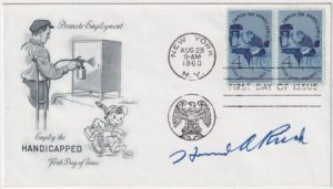 US 1155 Autographed FDC Signed by Dr. H. Rusk, Father of Rehabilitation Medicine