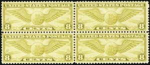 C17, Mint VF LH 8¢ Airmail Block of Four CV $15.00