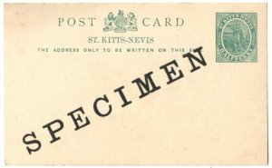 St Kitts 1904 ½d green on buff Postal Card H&G1 overprinted 'specimen' unused